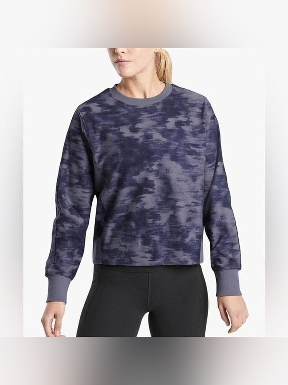 Athleta Womens Farallon Blue Gray Camo Sweatshirt